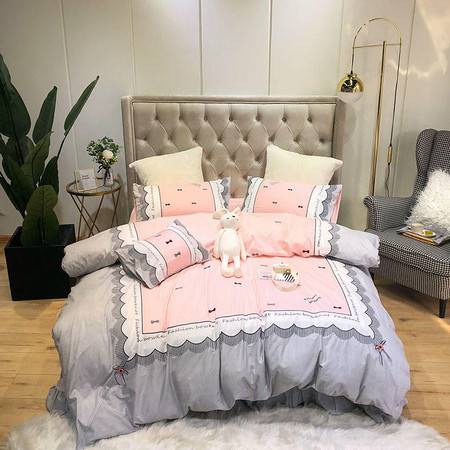 貨牛牛家紡公主房四件套 粉色少女心的純棉夢境
